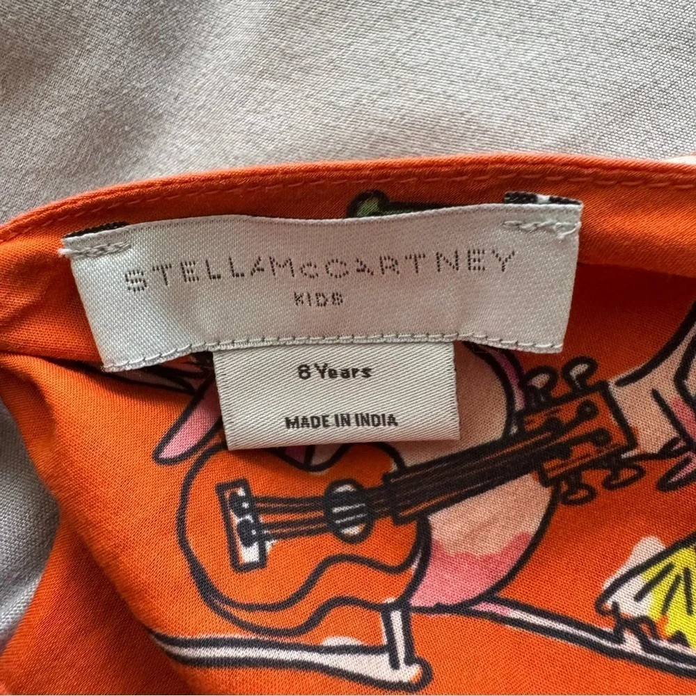 Stella McCartney Orange Flamingo Heart Tiered Dress in size 8 YR Girls